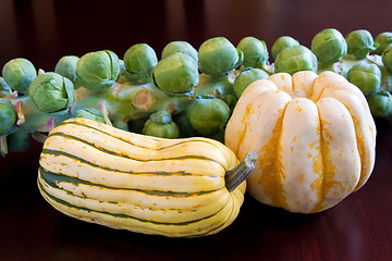 Image showing Brussels Sprouts with Sweet Dumpling and Delicata Squash