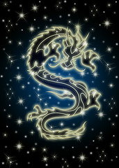 Image showing Celestial Chinese Dragon in the Night Sky