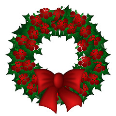 Image showing Holly Leaves and Berries Christmas Wreath
