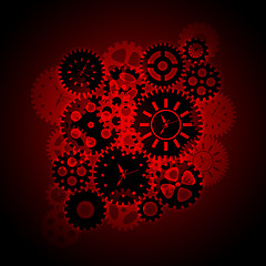 Image showing Time Clock Gears Clipart on Red Background