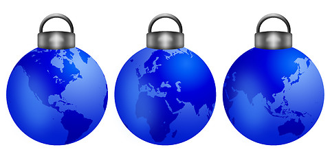 Image showing Christmas Tree Ornaments with World Map