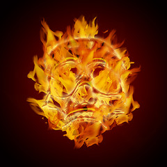 Image showing Fire Burning Flaming Skull