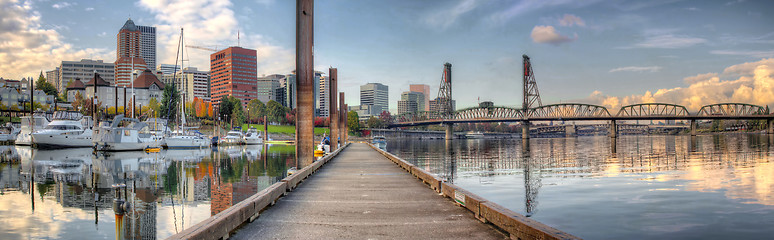 Image showing Marina along Willamette River in Portland Oregon Downtown