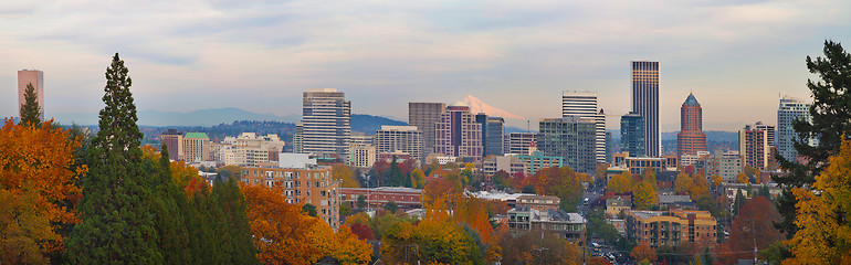 Image showing Portland Oregon City Skyline and Mount Hood