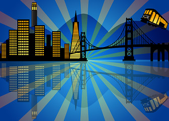 Image showing Reflection of San Francisco Skyline at Night