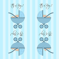 Image showing Its A Boy Blue Baby Pram  Seamless Tile Background