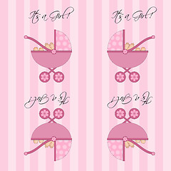 Image showing Its A Girl Pink Baby Pram  Seamless Tile Background