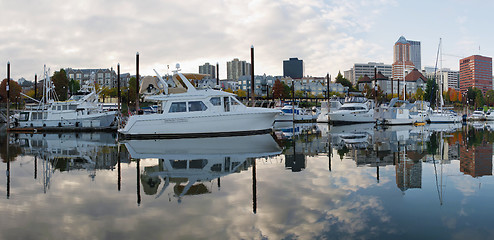 Image showing Marina on Willamette River in Portland Oregon Downtown