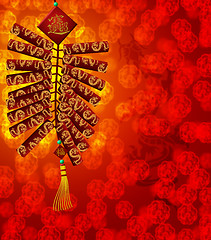 Image showing Chinese New Year Dragon Firecrackers on Blurred Background