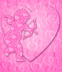 Image showing Happy Valentines Day Cupid with Bow and Arrow