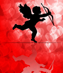 Image showing Valentine's Day Cupid on Hearts Blurred Background