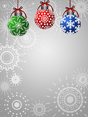 Image showing Three Colorful Ornaments on Silver Background