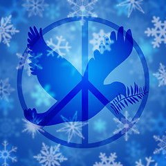 Image showing Peace Dove Symbol and Snowflakes