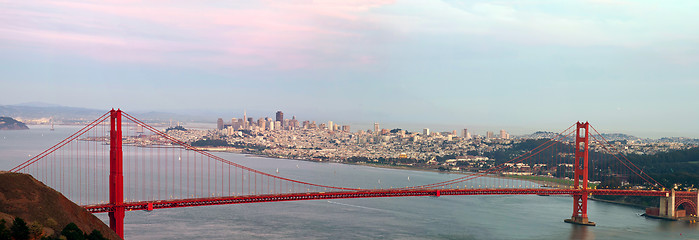 Image showing Golden Gate Bridge and San Francisco Skyline