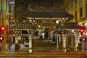 Image showing San Francisco Chinatown Gate at Night