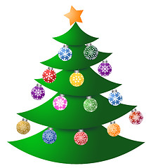 Image showing Christmas Tree with Colorful Ornaments