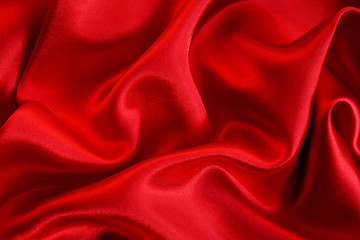 Image showing Smooth elegant red silk as background 