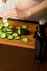 Image showing pregnant woman on kitchen