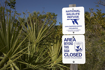 Image showing sign stating national wildlife refuge