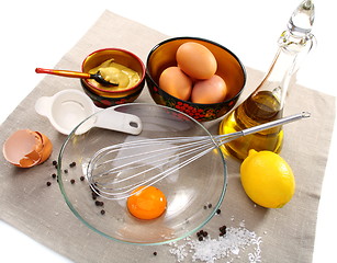 Image showing Products for home preparation of mayonnaise.