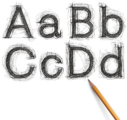 Image showing sketch letters and numbers with pencil new 