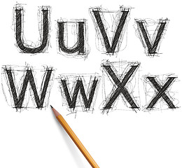 Image showing sketch letters and numbers with pencil new 