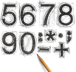 Image showing sketch letters and numbers with pencil new 