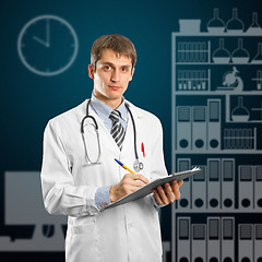 Image showing young doctor man with stethoscope