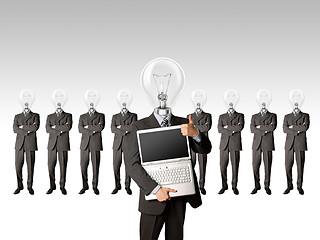 Image showing businessman with lamp-head have got an idea