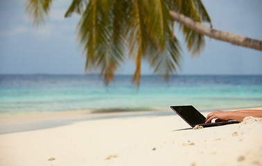 Image showing Stay connected on the beach