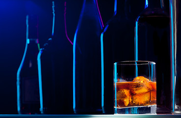 Image showing Whiskey with ice in the good bar
