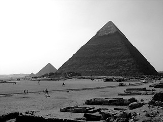 Image showing Pyramids of Giza - B&W