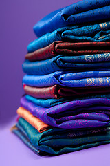 Image showing Pile of silk fabric