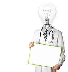 Image showing doctor with empty board and lamp-head