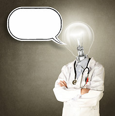 Image showing doctor with lamp-head and comics bubble