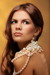 Image showing Girl with pearls necklace