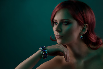 Image showing Beauty portrait with jewelry bracelet