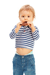 Image showing Cute kid with chocolate