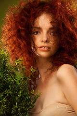 Image showing Beautiful red curly hair girl