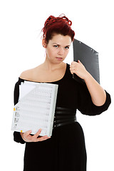 Image showing Young woman with folder of documents