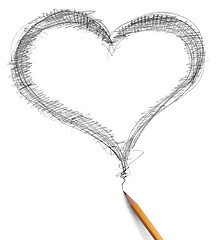 Image showing heart and pencil