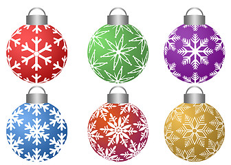 Image showing Colorfull Ornaments with Snowflakes Pattern