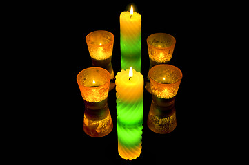 Image showing 	Colorful candles. Isolate.