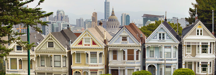 Image showing Painted Ladies Row Houses by Alamo Square