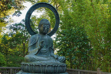 Image showing Seated Bronze Buddha at Japanese Garden