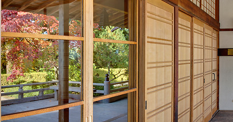 Image showing Reflection of Japanese Garden in the Fall