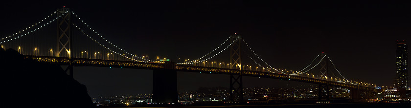 Image showing Oakland Bay Bridge Over San Francisco Bay at Night