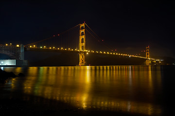 Image showing Golden Gate Bridge over San Francisco Bay at Night