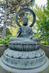 Image showing Bronze Buddha Statue in San Francisco Japanese Garden