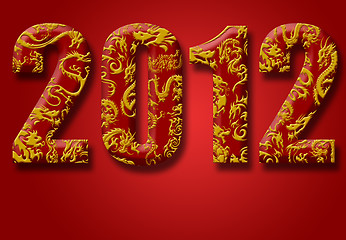 Image showing 2012 Chinese Year of the Dragon Red Background